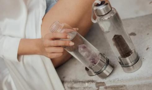 healing crystal water bottle